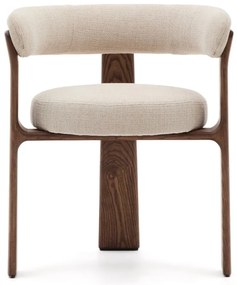 Hnedé/béžové jedálenské kreslo s podrúčkami z jaseňového dreva Granite – Kave Home