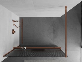 Mexen Kioto, sprchová zástena s poličkou a vešiakom na uteráky 100 x 200 cm, 8mm sklo s rebrovým vzorom, profil ružové zlato, 800-100-121-60-09