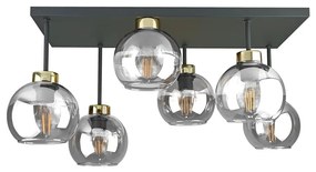 Prisadený luster NESSA 6xE27/60W/230V čierna/zlatá/číra