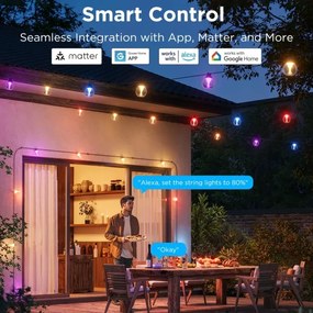 Govee-LED RGBICW Stm. vonkajšia dek. reťaz LED/24W/230V IP67 2700-6500K Wi-Fi