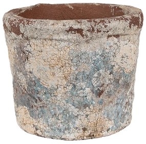 Dekoratívny béžovo-modrý antik terakotový džbán Teracci - Ø  12*10 cm