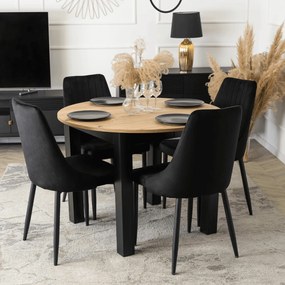 Vintino Jedálenská zostava stôl AMFORA 102-142cm dub artisan čierny + 4 stoličky RODIGO čierne