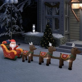 Nafukovacia vianočná dekorácia Santa so sobmi s LED 490 cm 288849