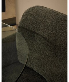 Tmavozelené čalúnené jedálenské kreslo s podrúčkami Dorina – Kave Home