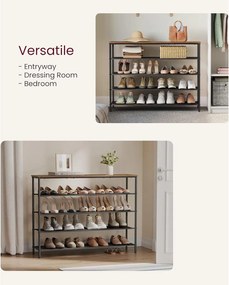 Stojan na topánky 5-úrovňový botník, rustikálny hnedý