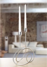 Matný strieborný svietnik Black Blum Loop