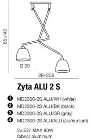 Industriálny luster Zyta 2S hliníkové