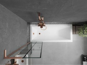 Mexen Next L, 1-krídlová vaňová zástena 50 x 150 cm, 6mm číre sklo-čierny vzor, medený profil, 895-050-000-03-77-65