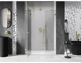 Mexen Lunar, ľavé otočné sprchové dvere 130 cm, číre sklo, zlatý profil, 834S-130-050-50-00-L