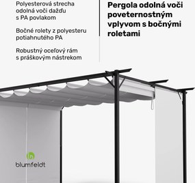 Blumfeldt Pantheon Robust, pergola, 3 x 4 m, s bočnými roletami, práškovo lakovaná oceľ odolná voči poveternostným vplyvom
