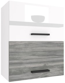 Kuchynská skrinka Belini horná 60 cm biely lesk / šedý antracit Glamour Wood  INF SGP2-60/1/WT/WGW1/0/B1
