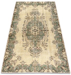 Ručne tkaný vlnený koberec Vintage 10005 ornament / kvety, béžový / zelený