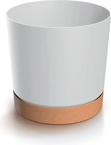 Kvetináč TUBOS PM s miskou biely/hnedý matný