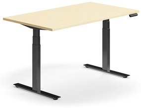 Výškovo nastaviteľný stôl QBUS, rovný, 1400x800 mm, čierny rám, breza