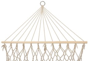 Záhradná hojdacia sieť boho mesh tassel 200cm ecru