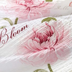 Goldea krepové posteľné obliečky duo - pivonky s textami s púdrovo ružovou 140 x 200 a 70 x 90 cm