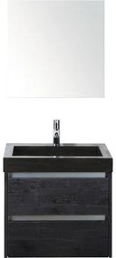 Kúpeľňový nábytkový set Sanox Dante farba čela black oak ŠxVxH 61 x 170 x 45,5 cm s umývadlom z prírodného kameňa a zrkadlovou skrinkou