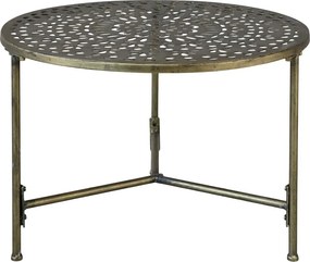 Mosadzný antik kovový okrúhly odkladací stolík Hilla - Ø 60*42 cm