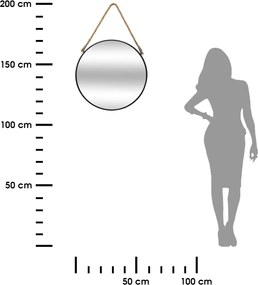 Závesné zrkadlo Round2, čierne