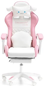 Detská herná stolička s podnožkou a masážnou opierkou - ružová