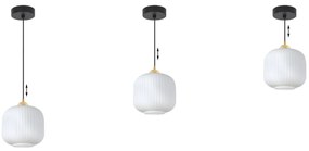 Závesné svietidlo Riffle 2, 1x biele sklenené tienidlo, b/g