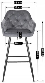 Barová židle Salem 53 cm šedá/černá