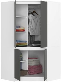 Rohová skriňa S100 4D CLP biela / sivá / grafitová