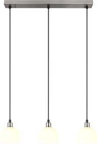 Závesné stropné osvetlenie Molly, matný nikel/biele sklo