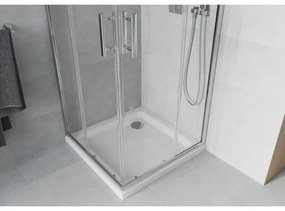 Mexen Rio štvorcový sprchovací kút 80 x 80 cm, 6mm sklo, chrómový profil-číre sklo + slim sprchová vanička 5cm, 860-080-080-01-00-4010