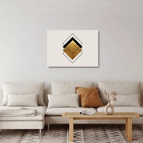 Sklenený obraz - Abstrakcia zlatá a biela N⁰1 (70x50 cm)