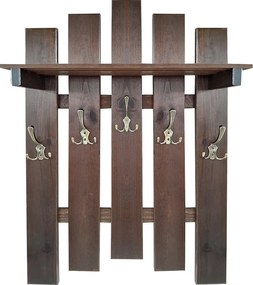 Vešiak s policou 5 kovové rúčky dub