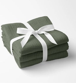 Biante Mušelínová utierka Nature MSN-076 Zelená khaki - sada 3 ks