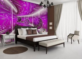 Fototapeta - Fialová ulička s loptičkami (254x184 cm)