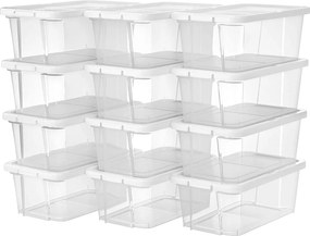 12 úložných boxov, plastový box na topánky, transparentné