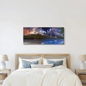 Obraz jazera a hôr (120x50 cm)