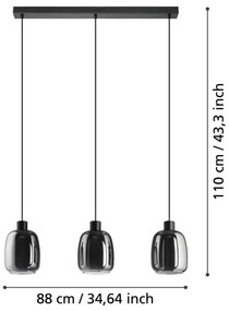 Eglo 901121-LED RGBW Stmievateľný luster na lanku MOLOCHIO-Z 3xLED/3,7W/230V šedá