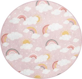 Ružový prateľný detský koberec ø120 cm Rainbow World – Mila Home