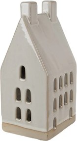 Béžová dekorácia porcelánový domček s Led svetielkami Christmas House M - 8*6*15 cm