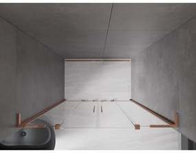 Mexen Velar L Duo, posuvné sprchové dvere do otvoru 150 cm, 8mm číre sklo, ružové zlato, 871-150-003-02-60