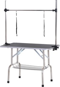 Stolík na úpravu psov PawHut - Trimming Table s dolným košíkom pre domácich maznáčikov, stolík na úpravu psov, stôl na strihanie pre psov a mačky do 1