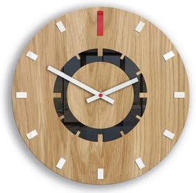 Drevené nástenné hodiny Atena 33 cm červené/biele