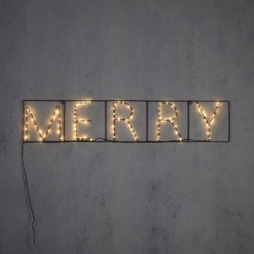 Vianočná nástenná lampa čierna MERRY vrátane LED s časovačom IP44 - Yoro