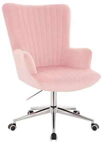 LuxuryForm DESIGN Kreslo AMADEO VELUR na striebornej podstave s kolieskami - ružové