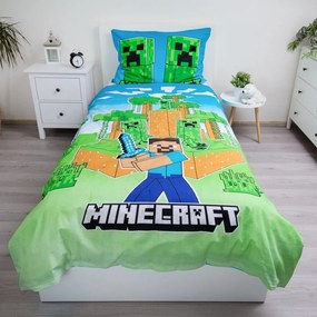 Bavlnené detské obliečky so svietiacim efektom na jednolôžko 140x200 cm Minecraft "Jungle Fight" – Jerry Fabrics