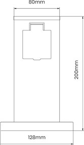 Elektrický záhradný stĺpik Electric, nerezová oceľ, 2 zásuvky, čierna, (20 cm)
