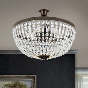 Orion DL 7-542/6-Krišt. luster na tyči ARILA 6xE27/60W/230V pr.60 cm hnedá/patina