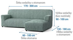 Bielastické poťahy COSTINA mätová sedačka s otomanom vpravo (š. 170 - 300 cm)