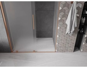 Mexen Velar, posuvné sprchové dvere do otvoru 130 cm, 8mm sklo námraza, medená matná, 871-130-000-31-65