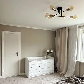 Priemyselné stropné svietidlo čierne so zlatom 6 svetiel - Sydney