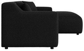Čierna menčestrová rohová pohovka (pravý roh/s leňoškou) Martin – Ropez